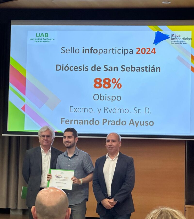 La Diócesis de San Sebastián, reconocida con el ‘Sello Infoparticipa’ por su calidad y transparencia en comunicación
