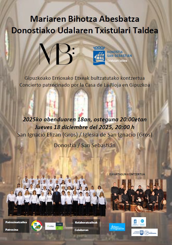 Mariaren Bihotza Abesbatzaren kontzertua (San Inazio parrokia, abenduak 18)