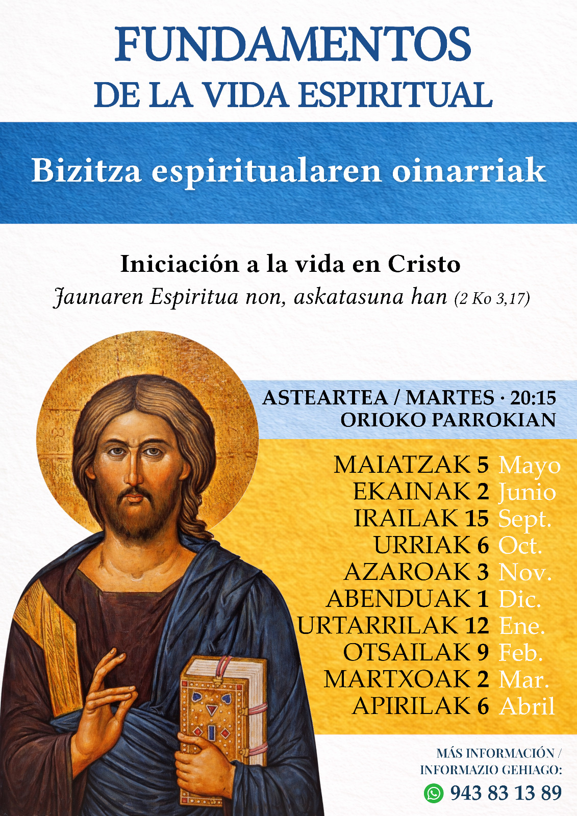 Helduentzako formakuntza Orioko parrokian